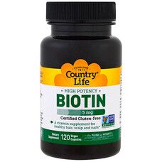 Витамины группы B(Biotin) 5 мг 120 капсул ТМ Кантри Лайф / Country Life - Фото