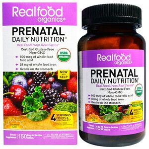 Органічний комплекс вітамінів і мінералів для вагітних Real food organics Prenatal 150 таблеток Country Life