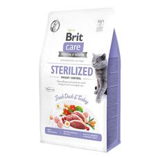 Сухой корм для стерилизованных котов с избыточным весом Brit Care Cat GF Sterilized Weight Control с уткой и индейкой 2 кг - Фото