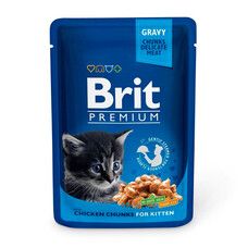Влажный корм для котят Brit Premium Cat pouch курица 100 г - Фото