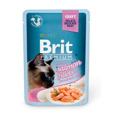 Влажный корм Brit Premium Cat pouch 85 г филе лосося в соусе для стерилизованных котов - Фото