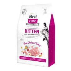Сухий корм для кошенят Brit Care Cat GF Kitten Growth & Developmen з куркою та індичкою 0.4 кг - Фото