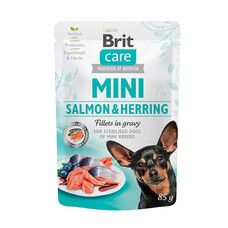 Влажный корм для собак Brit Care Mini pouch 85 г филе в соусе лосось и сельдь - Фото