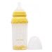 Стеклянная бутылочка для кормления с широким горлом, полипропиленовым чехлом и силиконовой соской 220 мл - Фото