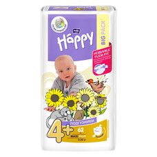 Подгузники детские Bella Baby Happy Maxi Plus 9-20 кг 62 шт - Фото