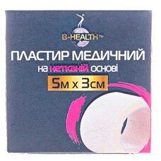 Пластырь B-Health медицинский нетканая основа 5м х 3см  - Фото