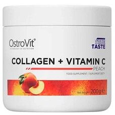 Диетическая добавка OstroVit Collagen+Vitamin C со вкусом персика для суставов и связок 200 г - Фото
