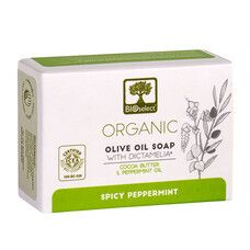 Натуральное оливковое мыло Bioselect с маслом какао и мятой 80 г - Фото