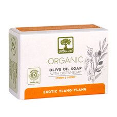 Натуральное оливковое мыло Bioselect с миррой и медом 80 г - Фото