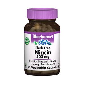 Ниацин без инфузата (В3) 500мг Bluebonnet Nutrition 60 гелевых капсул