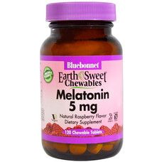 Мелатонин 5мг Вкус Малины Earth Sweet Chewables Bluebonnet Nutrition 120 жевательных таблеток - Фото