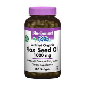 Органическое Льняное Масло 1000 мг Bluebonnet Nutrition 100 желатиновых капсул