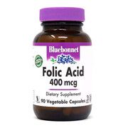 Фолиевая кислота 400 мг Folic Acid Bluebonnet Nutrition 90 вегетарианских капсул - Фото
