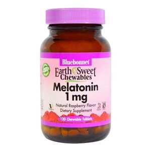 Мелатонин 1 мг Bluebonnet Nutrition EarthSweet Малиновый Вкус 120 жевательных таблеток