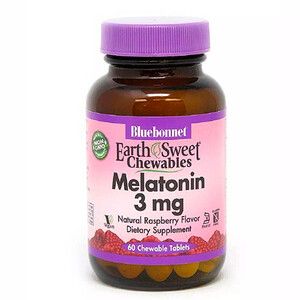 Мелатонін 3 мг Bluebonnet Nutrition EarthSweet Малиновий Смак 60 жувальних таблеток