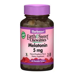 Мелатонин 5 мг Вкус Малины Earth Sweet Chewables Bluebonnet Nutrition 60 жевательных таблеток