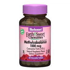 Метилкобаламин (В12) 1000 мкг Вкус Малины Earth Sweet Chewables Bluebonnet Nutrition 60 жевательных таблеток - Фото