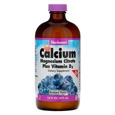 Рідкий кальцій Цитрат Магнію+Вітамін D3 смак чорниці Bluebonnet Nutrition 472 мл - Фото