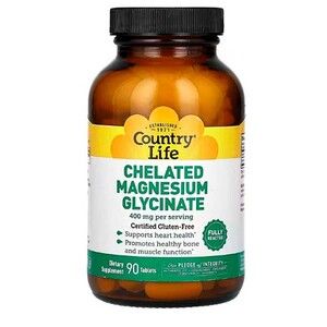 Магний Хелатный Глицинат (Magnesium Glycinate) 400 мг 90 таблеток ТМ Кантри Лайф / Country Life