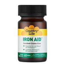 Допомога заліза (Iron Aid) 15 мг 60 таблеток ТМ Кантрі Лайф / Country Life - Фото