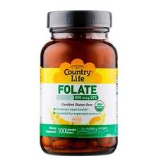 Фолієва кислота (Folic Acid) 800 мкг ТМ Кантрі Лайф / Country Life 100 таблеток - Фото