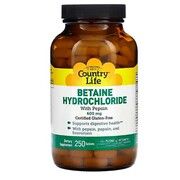 Бетаїн гідрохлорид (Betaine Hydrochloride) 600мг 250 таблеток ТМ Кантрі Лайф / Country Life - Фото