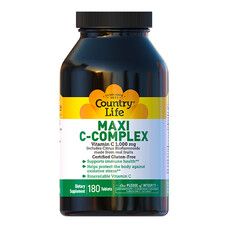 Витамины Maxi-C Complex 1000 мг Кантри Лайф / Country Life 180 таблеток - Фото