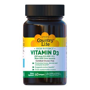 Витамин D3 10000 МЕ Кантри Лайф / Country Life 60 мягких капсул