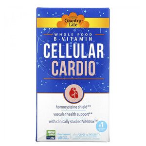 Витамин В для сердца (Whole Food B-Vitamin Cellular Cardio) 60 капсул ТМ Кантри Лайф / Country Life