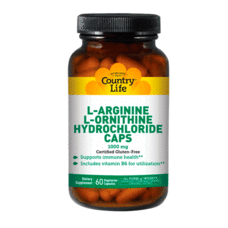 Аминокислотный комплекс L-аргинин и L-орнитин 1000 мг капсулы 60 ТМ Кантри Лайф / Country Life - Фото