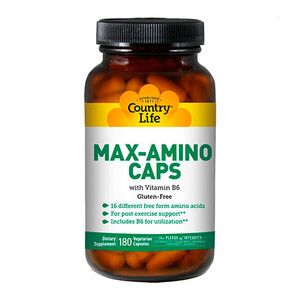 Аминокислоты с витамином В6 (Max-Amino) 180 капсул ТМ Кантри Лайф / Country Life 