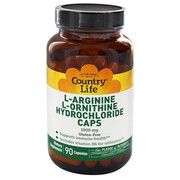 Аминокислотный комплекс  L-Arginine/L-Ornithine Hydrochloride 1000 мг 90 капсул ТМ Кантри Лайф / Country Life - Фото
