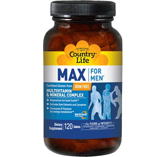 Витамины и минералы Max For Men Free Iron Country Life 120 таблеток - Фото