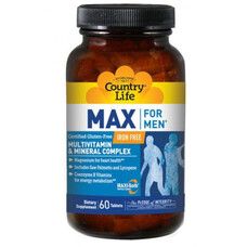 Витамины и минералы для мужчин Max For Men Free Iron Country Life 60 таблеток - Фото