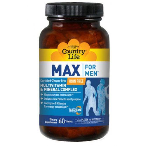 Вітаміни та мінерали для чоловіків Max For Men Free Iron Country Life 60 таблеток - Фото