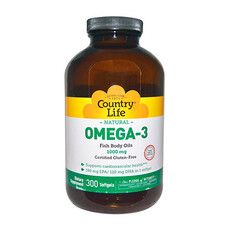 Вітаміни Omega-3 (Омега-3 риб'ячий жир) 1000 мг 300 капсул ТМ Кантрі Лайф / Country Life - Фото