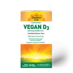 Вегетарианский витамин Д3 5000 МЕ (Vegan D3) 60 капсул ТМ Кантри Лайф / Country Life