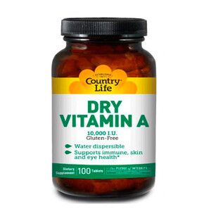 Dry Vitamin A (Витамин А) 10 000 МО 100 таблеток ТМ Кантри Лайф / Country Life