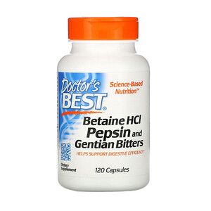 Бетаин HCL и Пепсин (Betaine HCL & Pepsin) Doctor's Best 120 капсул