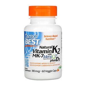 Вітамін K2 з D3 (Vitamin K2 plus Vitamin D3) 180 мкг Doctor's Best 60 капсул