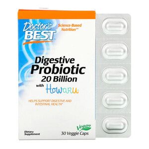 Пробиотики Digestive Probiotic 20 МЛРД КОЕ Doctor's Best 30 вегетарианских капсул