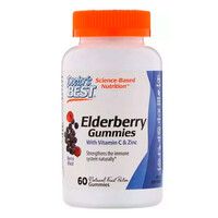 Чорна Бузина з вітаміном С і цинк Elderberry Vitamin C & Zinc Doctor's Best 60 цукерок 