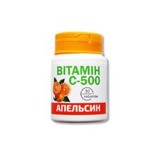 Вітамін С-500 зі смаком апельсина таблетки 0,5 г №30 - Фото