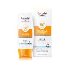 Дитячий сонцезахисний лосьйон для чутливої ​​шкіри SPF-50 + ТМ Еуцерін / Eucerin 150 мл  - Фото