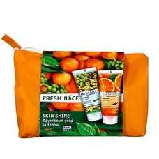 Fresh Juice набор Skin Shine Косметичка Оранжевая (+2 пилинга) - Фото
