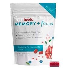Дієтична добавка для покращення роботи мозку HumanN SuperBeets Memory + Focus (СуперБітс Меморі + Фокус) жувальні таблетки № 30  - Фото