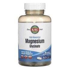 Магний Глицинат высокой усваиваемости 315 мг KAL High Absorption Magnesium Glycinate 90 желатиновых капсул - Фото
