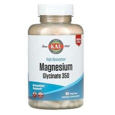 Магний Глицинат высокой усваиваемости 350 мг KAL High Absorption Magnesium Glycinate 160 вегетарианских капсул - Фото