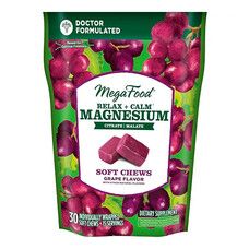 Магний Успокаивающий вкус винограда MegaFood 30 мягких жевательных конфет - Фото