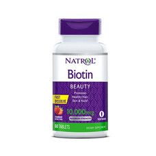 Биотин (Biotin) 10,000 мкг со вкусом клубники ТМ Natrol / Натрол 60 таблеток - Фото